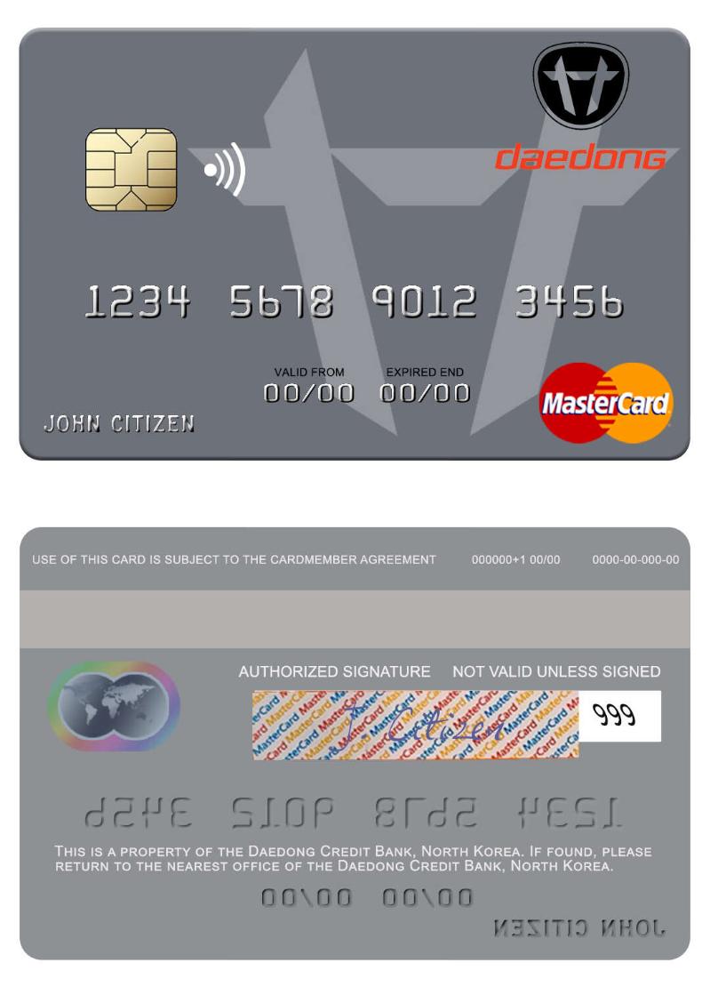 North Korea Daedong Credit Bank mastercard